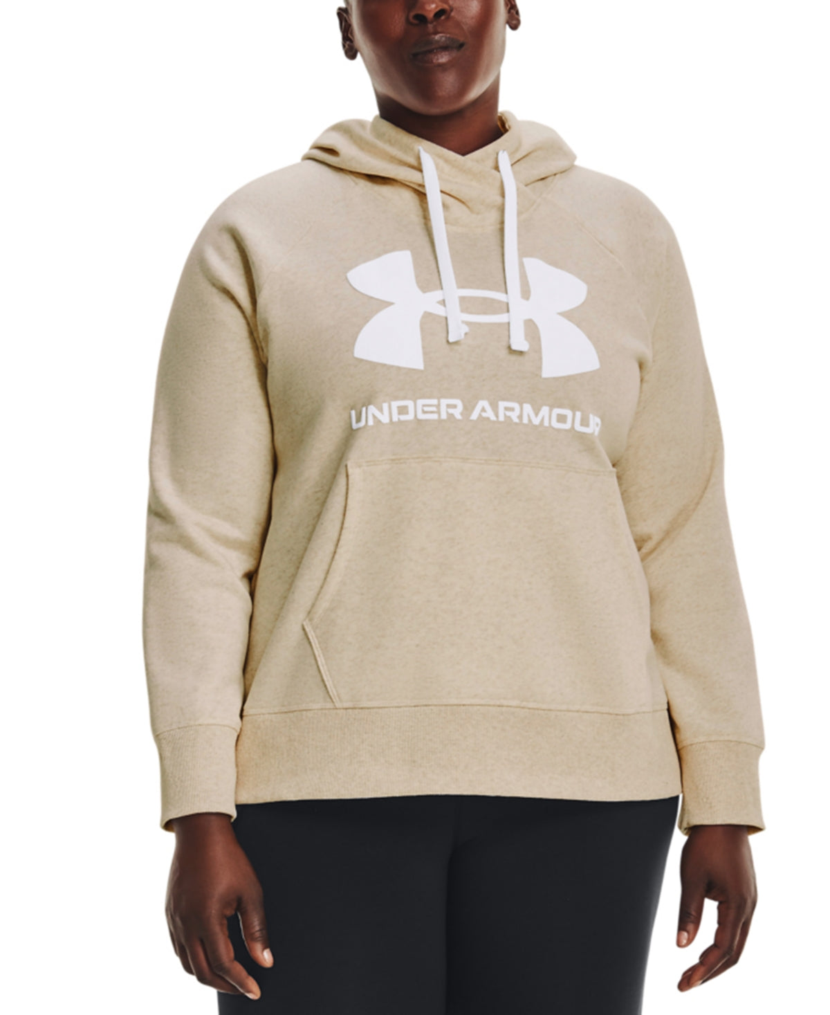 Under Armour Plus Ua Rival Fleece Hoodie com logotipo feminino, branco, tamanho 1X