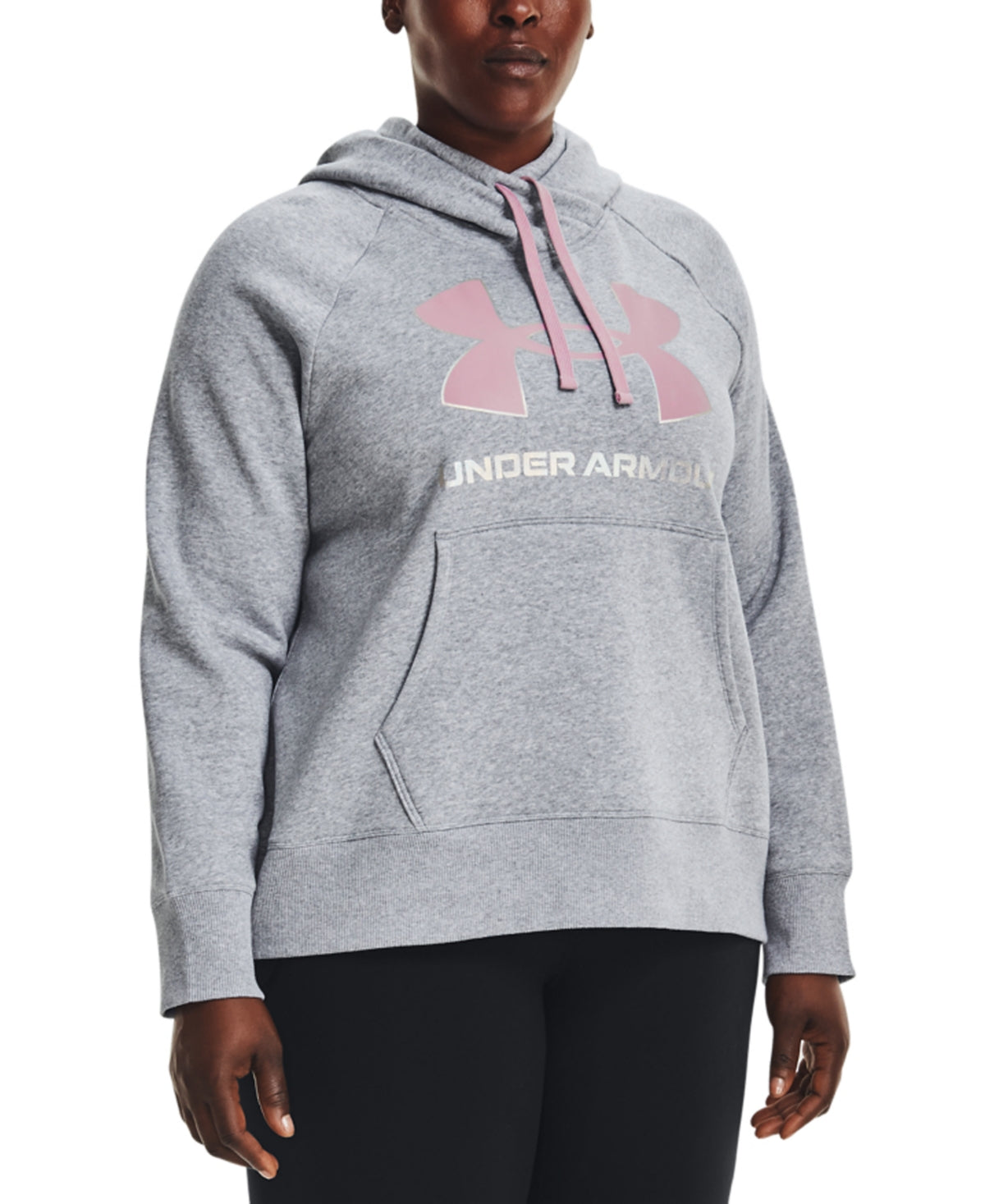 Moletom com capuz feminino Under Armour Rival Fleece cinza tamanho 1X