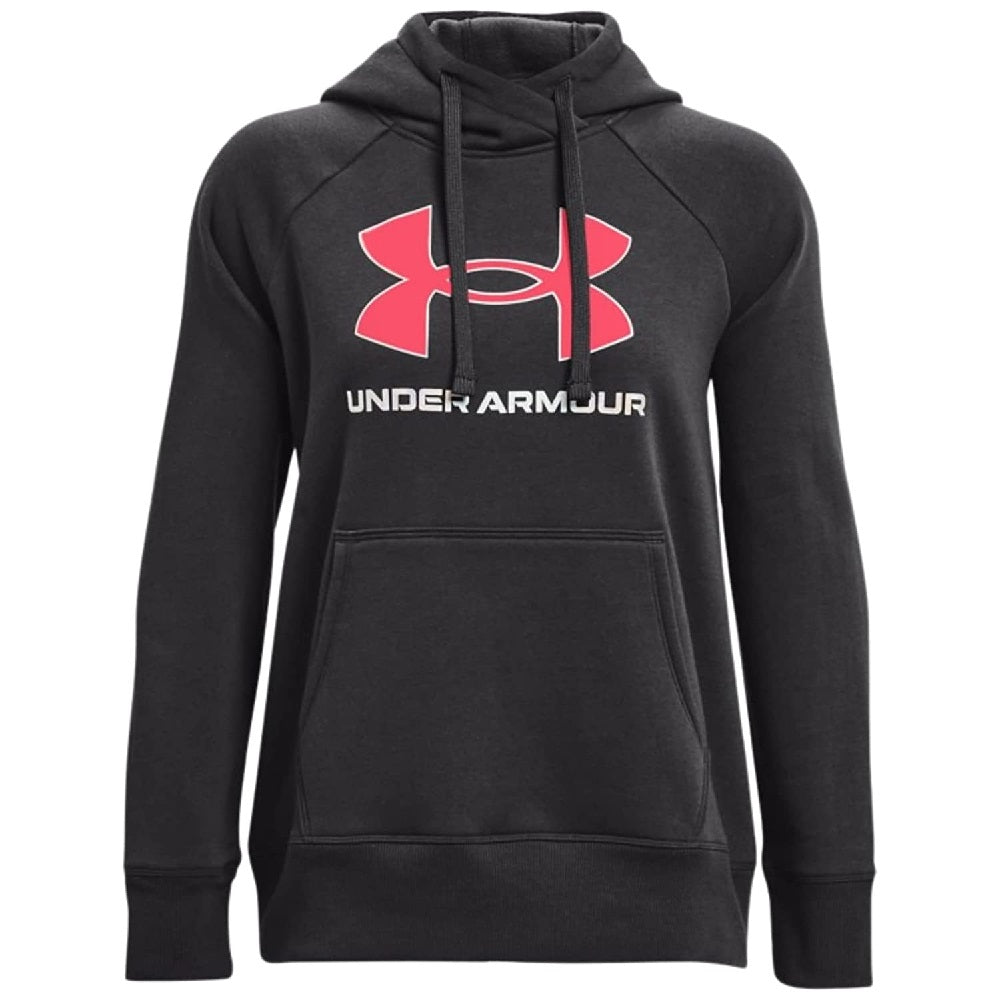 Under Armour Rival Fleece com capuz e logo grande, tamanho 2X, feminino, cinza