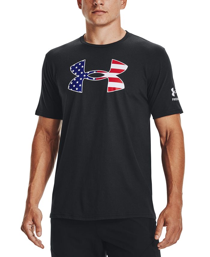 Camiseta masculina Under Armour New Freedom Flag Logo Graphic, preta, tamanho X-G