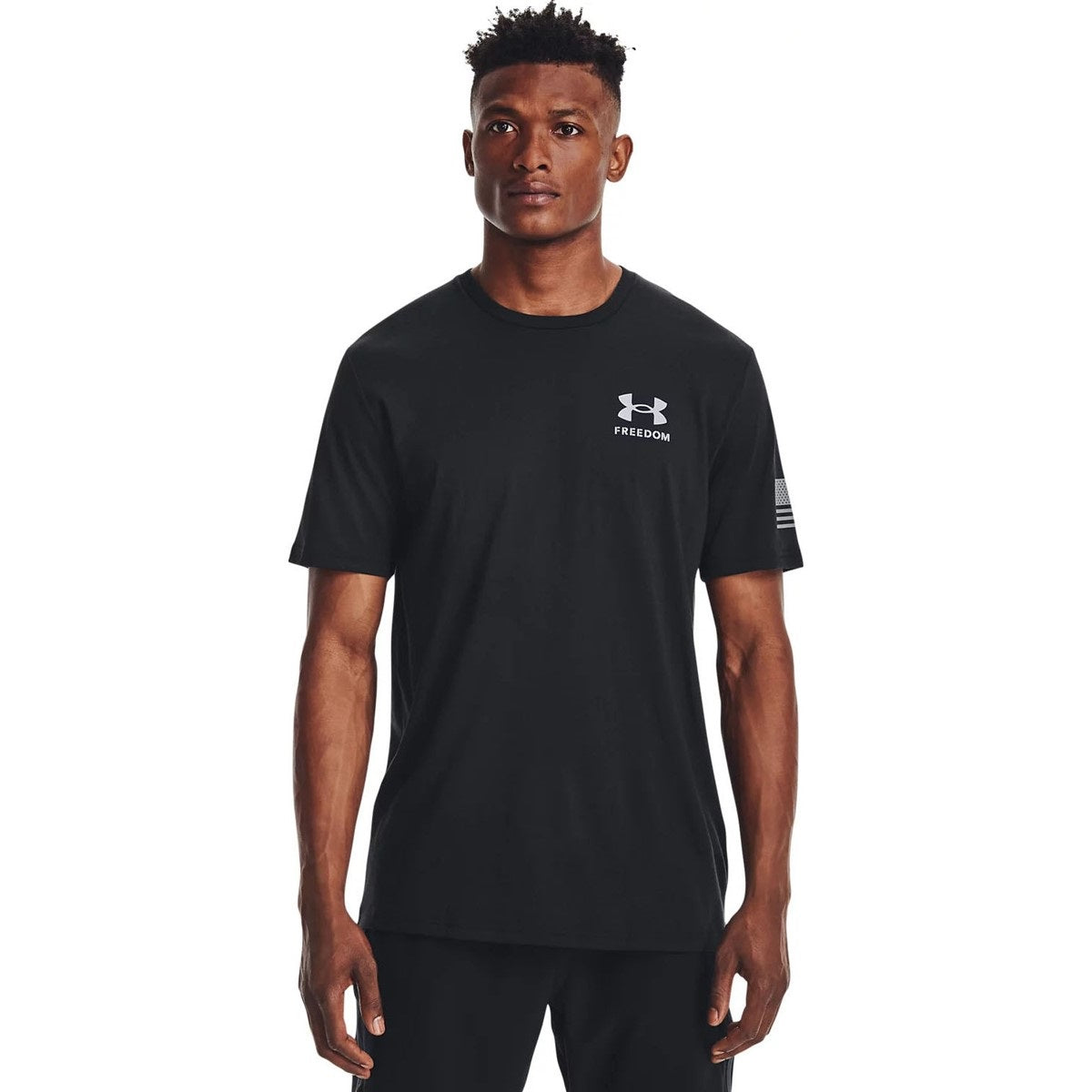 Camiseta masculina Under Armour Freedom Flag, preta, tamanho pequeno