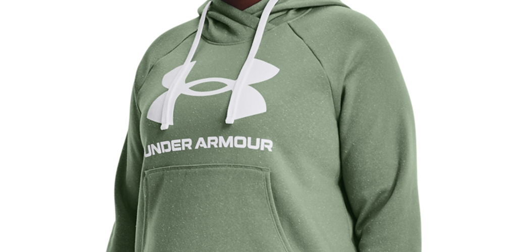 Moletom com capuz feminino Under Armour Rival Fleece Logo, verde, tamanho 3X