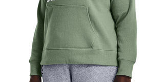 Moletom com capuz feminino Under Armour Rival Fleece Logo, verde, tamanho 3X