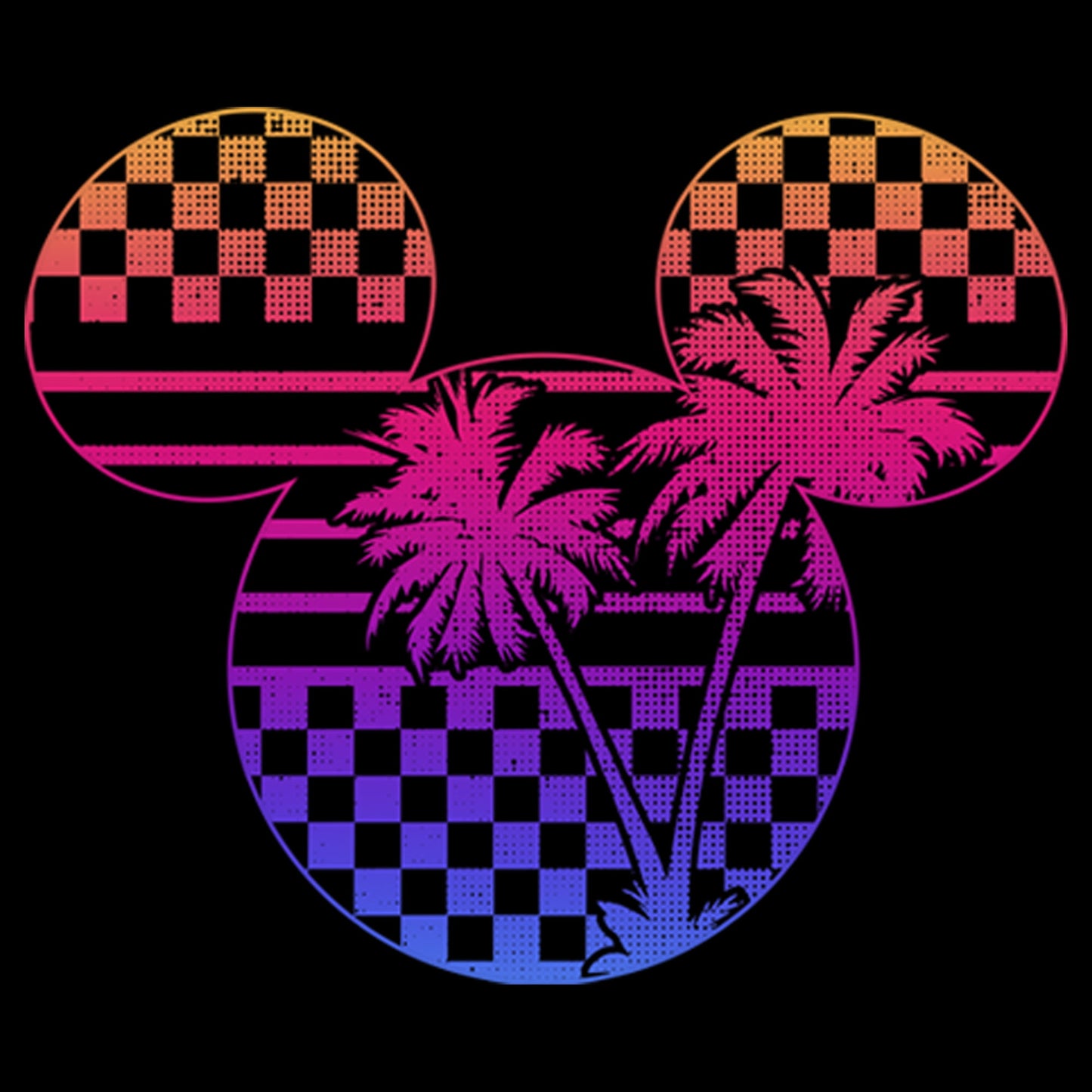 Camiseta feminina Mickey &amp; Friends Tropical Racetrack com logotipo do Mickey Mouse, preta, tamanho GG