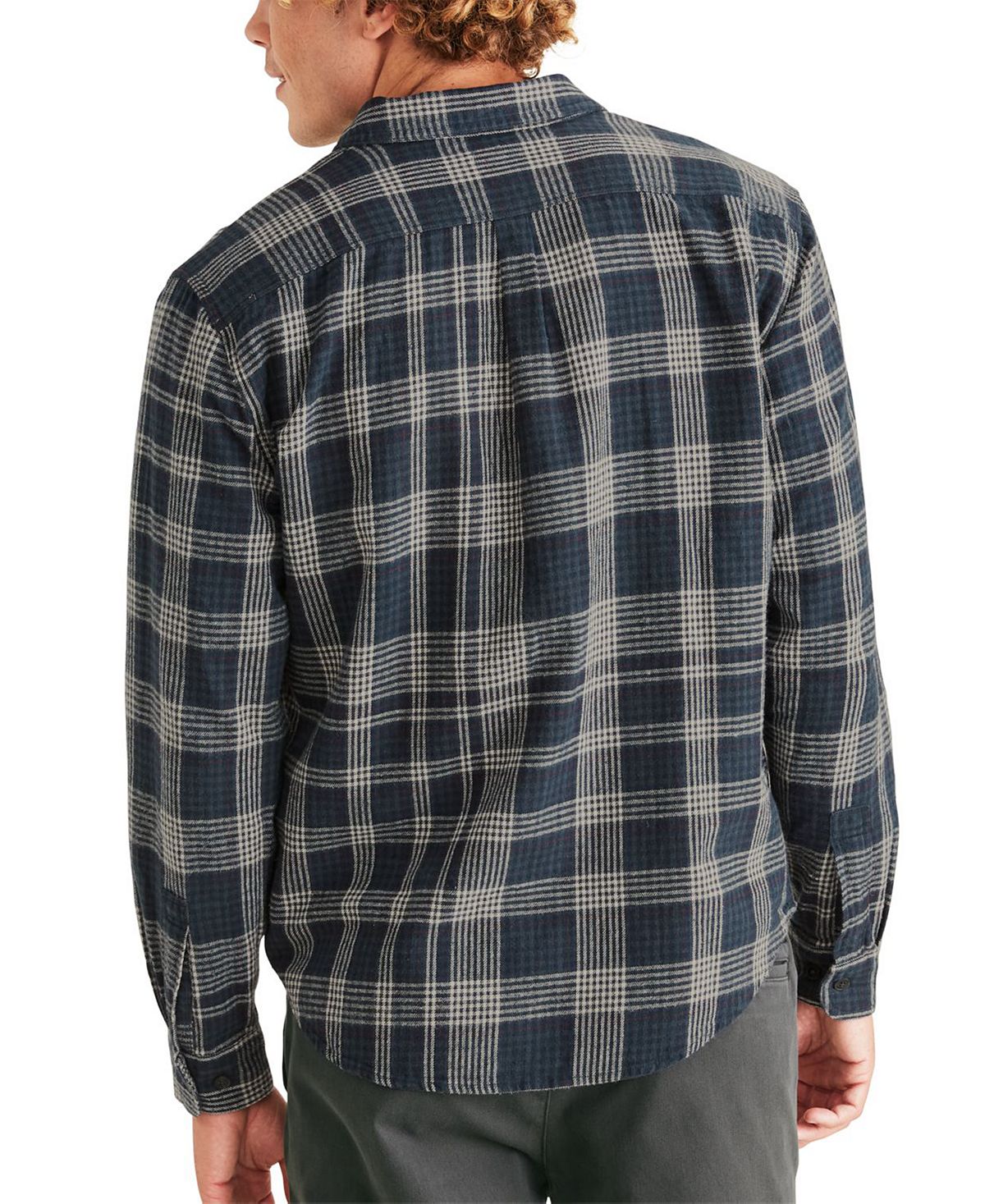 Camisa xadrez masculina Dockers com dois bolsos, azul, tamanho XL