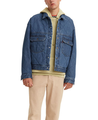 Jaqueta Trucker Levi's Stay Loose Quilted Tipo 2 Masculina Azul Tamanho Médio