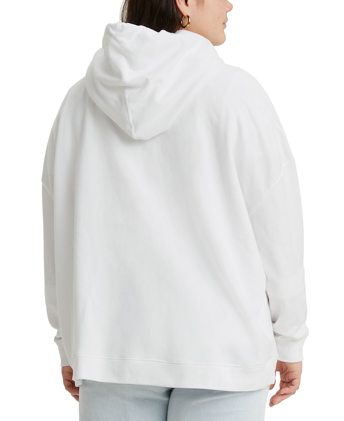 Moletom com capuz feminino Levi's com logotipo, branco, tamanho 2X