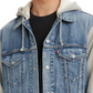 Jaqueta Levi's Hybrid Hoodie Masculina Jeans Não Elástica Trucker Azul Tamanho Grande