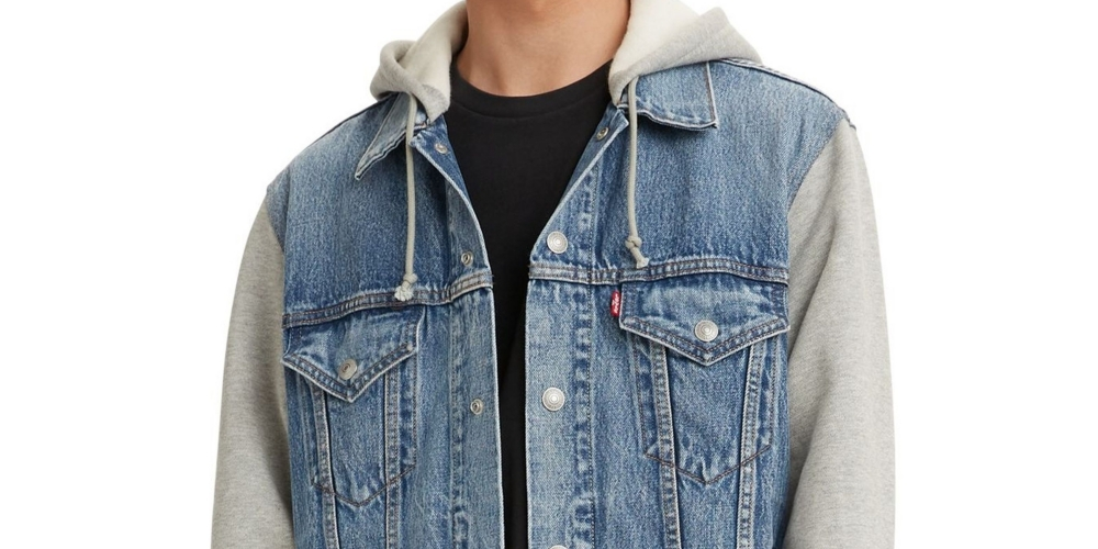 Jaqueta Levi's Hybrid Hoodie Masculina Jeans Não Elástica Trucker Azul Tamanho Grande