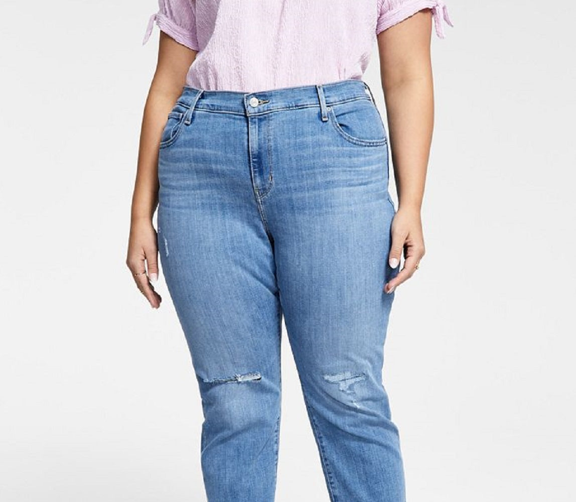 Calça jeans Levi's feminina de cintura alta e perna reta, azul, tamanho 22W