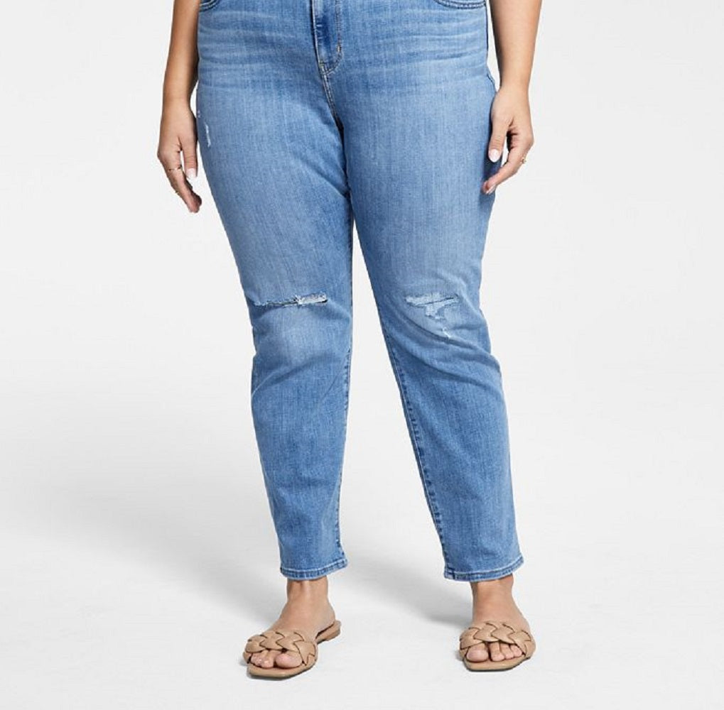 Calça jeans Levi's feminina de cintura alta e perna reta, azul, tamanho 22W