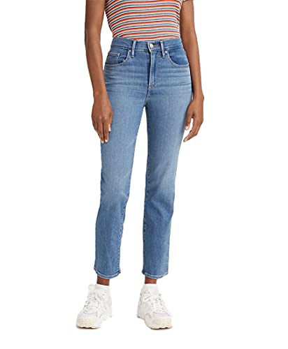 Calça jeans cropped Levi's 724 reta feminina, azul, tamanho 6 W28