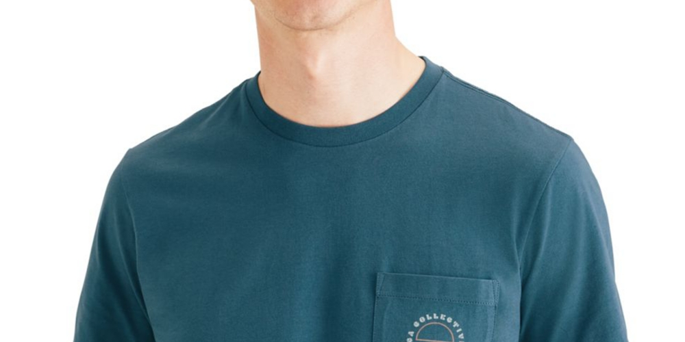 Camiseta masculina Dockers Slim Fit com bolso e estampa gráfica, azul, tamanho XX-G