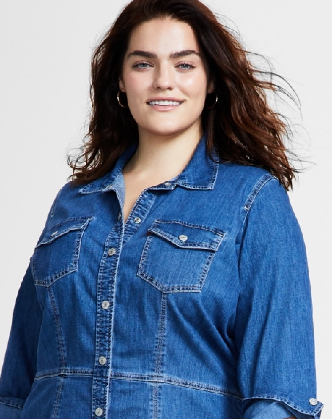 Vestido jeans feminino Levi's Ellie com botões, azul, tamanho 2X