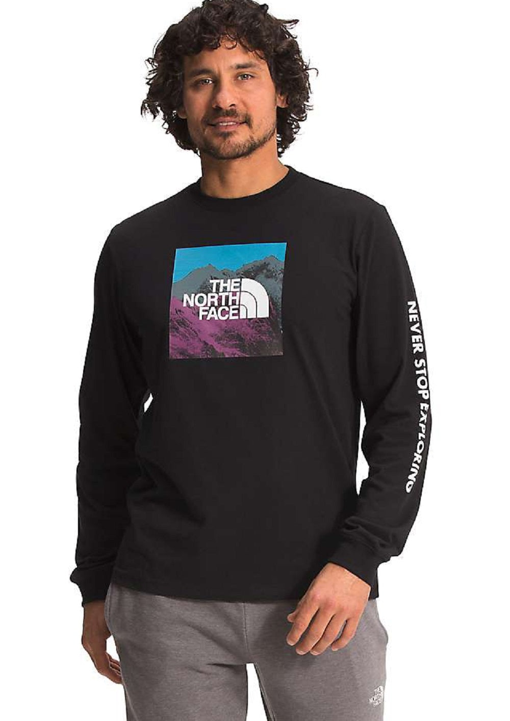 Camiseta The North Face Logo Play Ls Masculina Preta Tamanho X-G