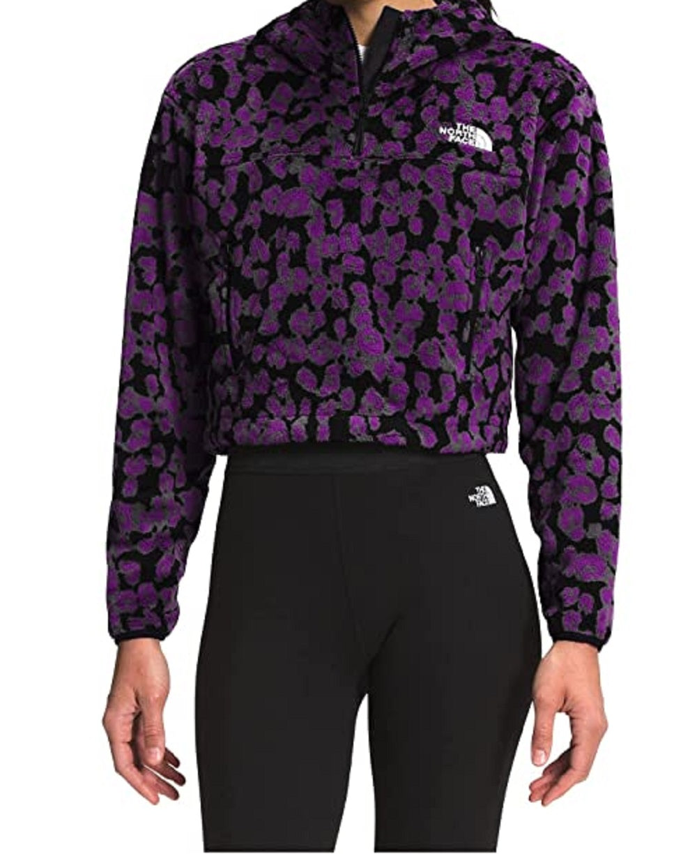 The North Face Moletom com capuz feminino Osito com zíper 1/4 estampado, roxo, tamanho X-S