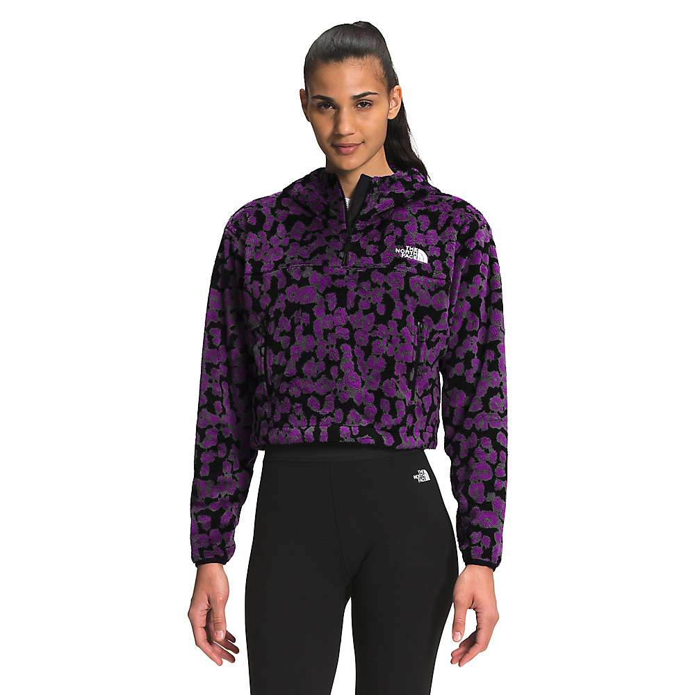 The North Face Moletom com capuz feminino Osito com zíper 1/4 estampado, roxo, tamanho X-S