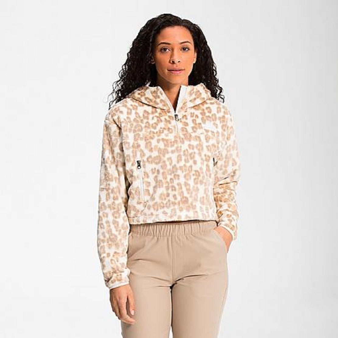 The North Face Moletom com capuz feminino Osito com zíper de um quarto, estampado, branco, tamanho médio