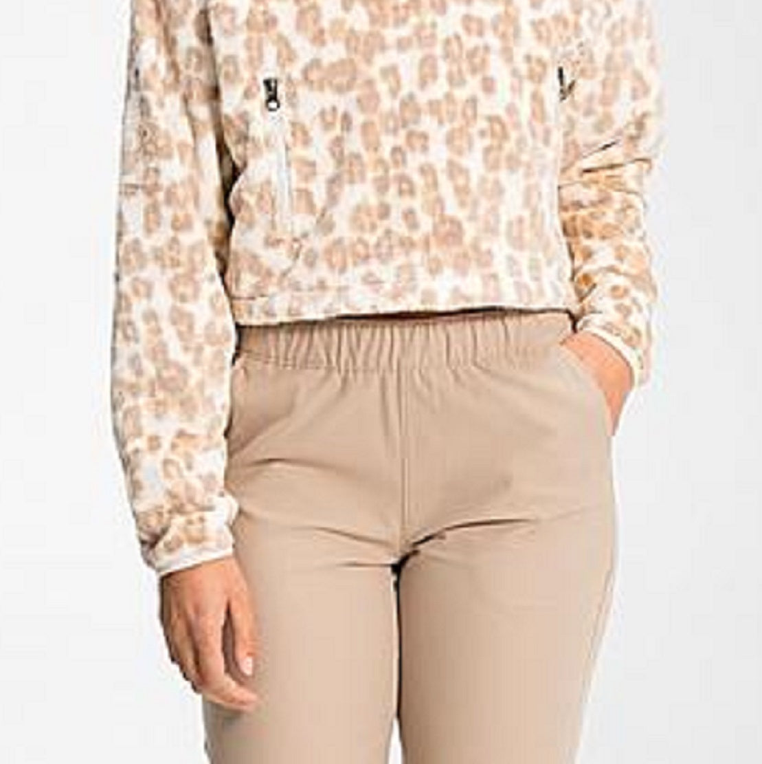 The North Face Moletom com capuz feminino Osito com zíper de um quarto, estampado, branco, tamanho médio