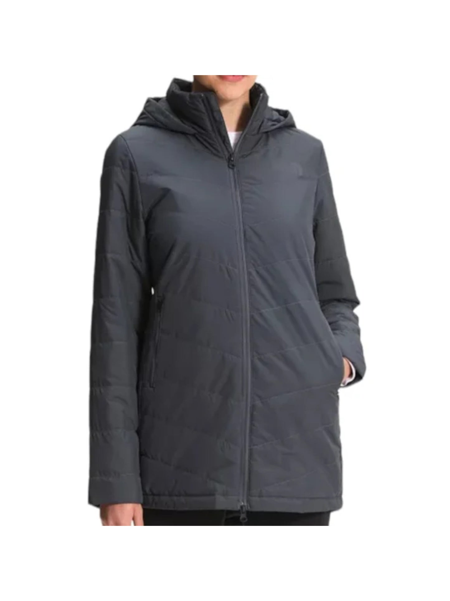 Casaco com capuz e zíper resistente à água The North Face feminino, cinza, tamanho grande