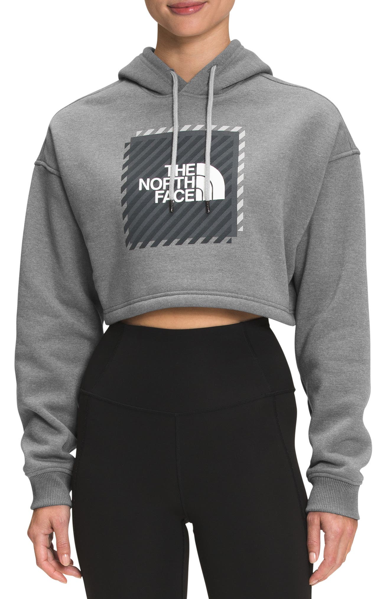The North Face Crop Graphic Hoodie Feminino Cinza Tamanho Médio