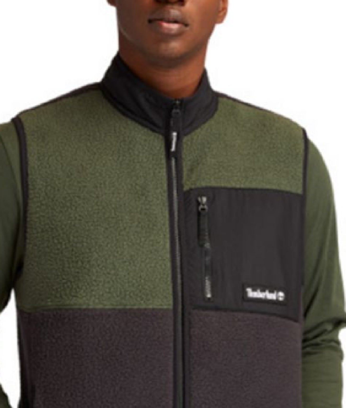 Colete Timberland Masculino Colorblock Fleece com Zíper Completo Verde Tamanho X-G