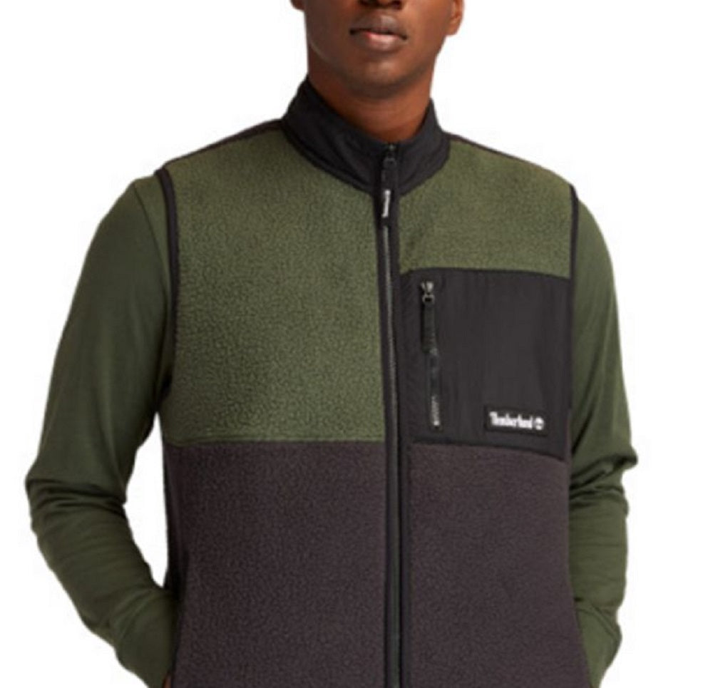 Colete Timberland Masculino Colorblock Fleece com Zíper Completo Verde Tamanho XX-G