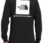 Camiseta masculina The North Face com estampa de logotipo de caixa e manga comprida, preta, tamanho grande