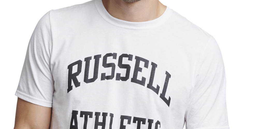Camiseta masculina Russell Athletic com estampa gráfica do logotipo Archie, branca, tamanho extragrande