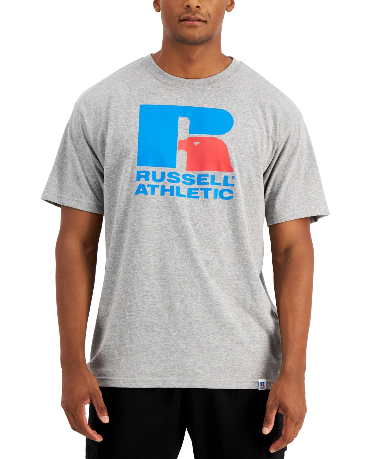 Camiseta masculina Russell Athletic com estampa do logotipo Lawrence, cinza, tamanho extragrande