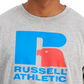 Camiseta masculina Russell Athletic com estampa do logotipo Lawrence, cinza, tamanho extragrande