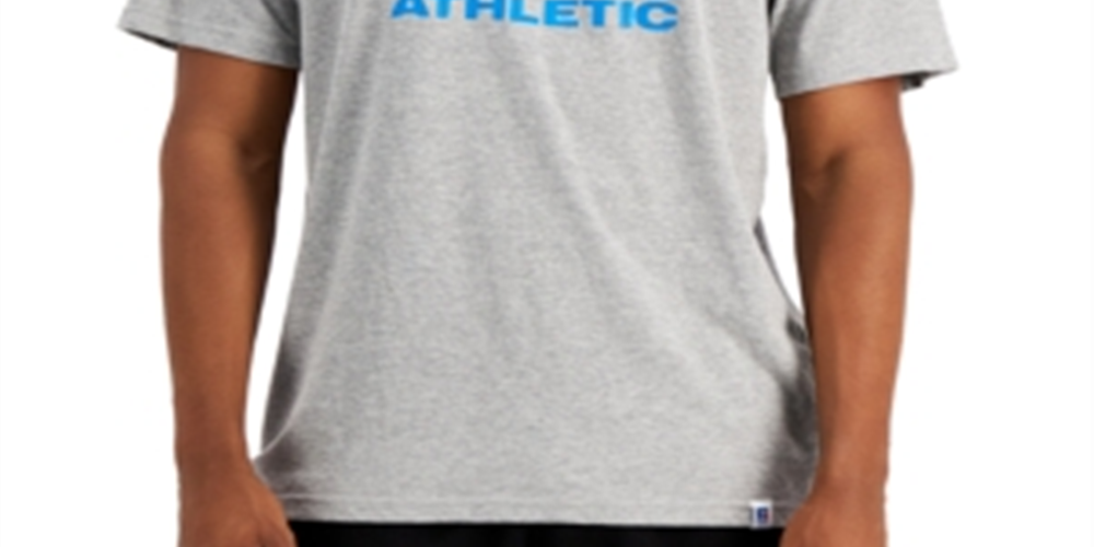 Camiseta masculina Russell Athletic com estampa do logotipo Lawrence, cinza, tamanho XX-G