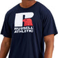 Camiseta masculina Russell Athletic com estampa do logotipo Lawrence, azul, tamanho pequeno