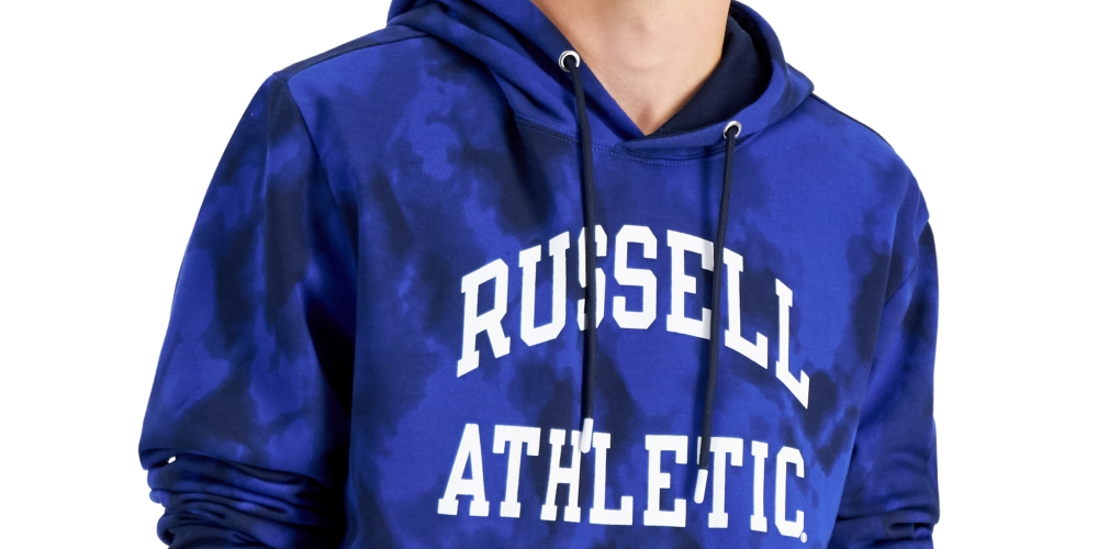 Moletom com capuz Russell Athletic Groovy Tie Dyed Masculino Azul Tamanho Grande