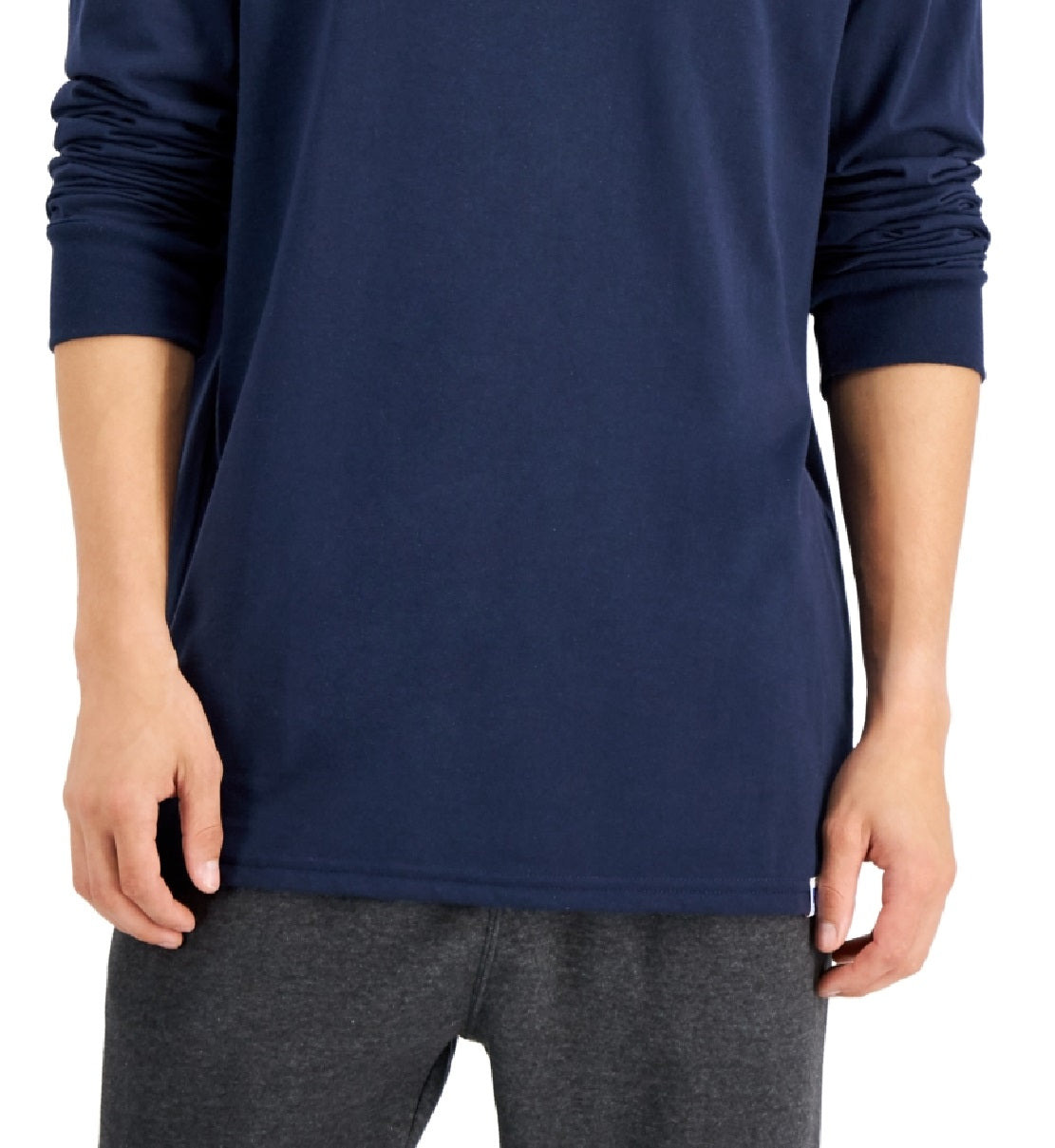 Camiseta Masculina Russell Athletic Essential Manga Longa Azul Tamanho Grande