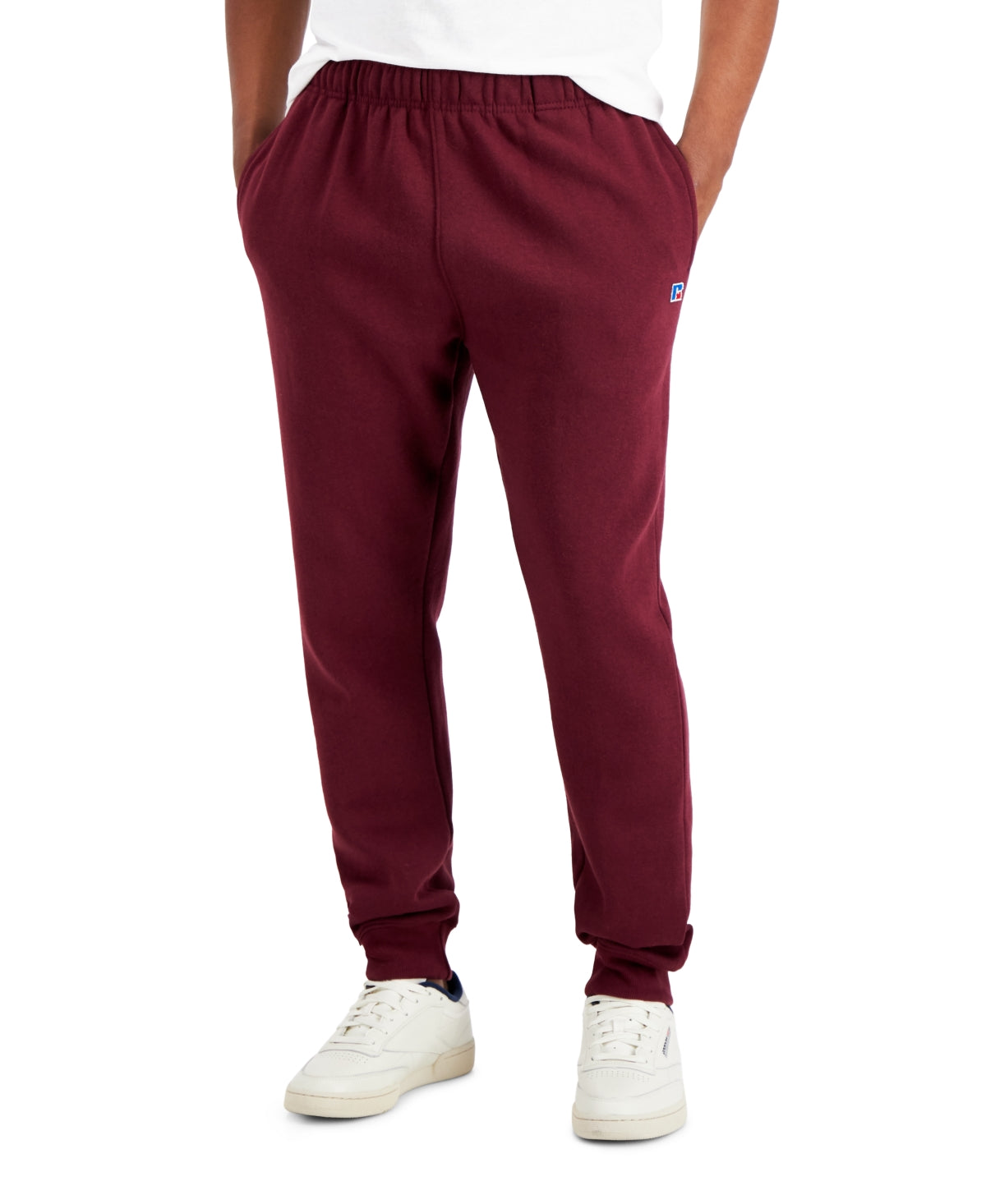 Calça de moletom masculina Russell Athletic Solid Fleece vermelha tamanho grande