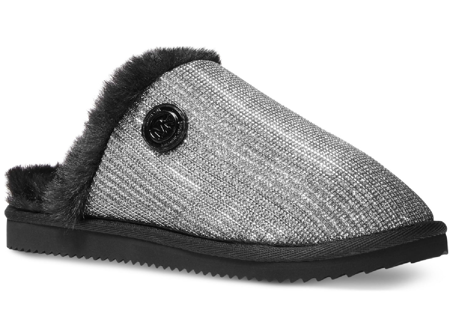 Chinelo feminino Michael Kors Janis com forro de pele sintética, cinza, tamanho 6