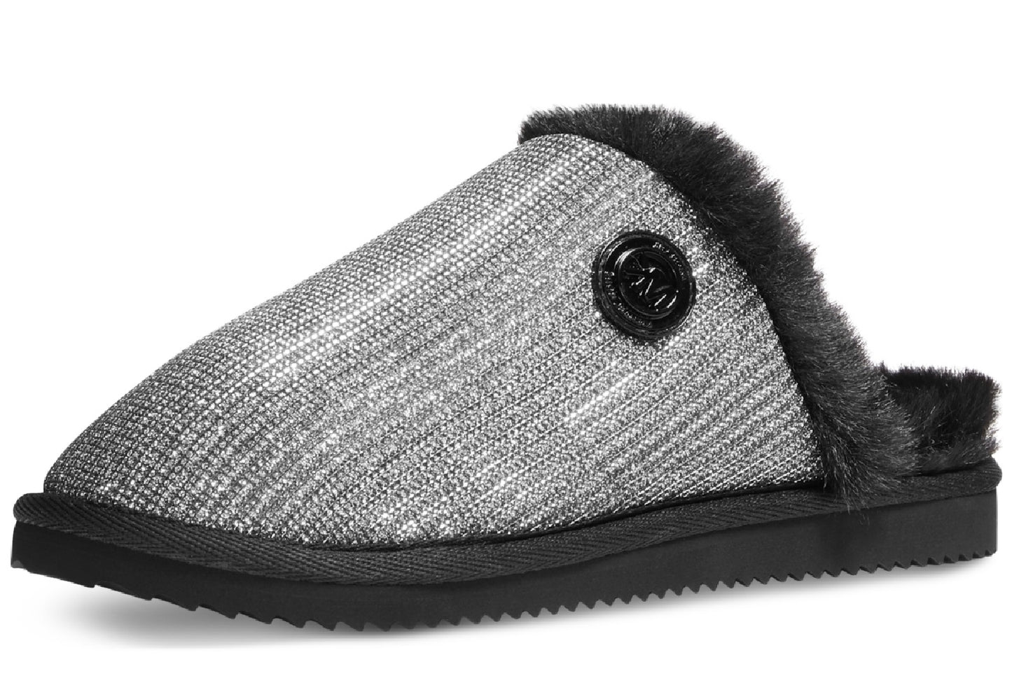 Chinelo feminino Michael Kors Janis com forro de pele sintética, cinza, tamanho 6