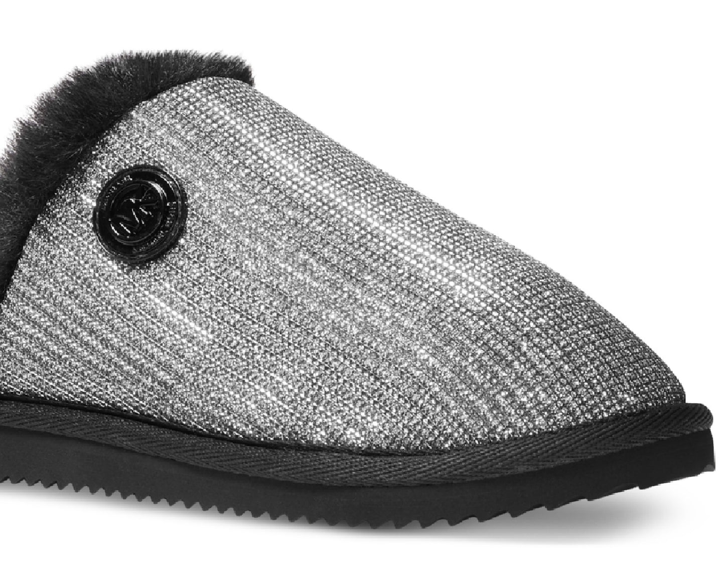 Chinelo feminino Michael Kors Janis com forro de pele sintética, cinza, tamanho 6