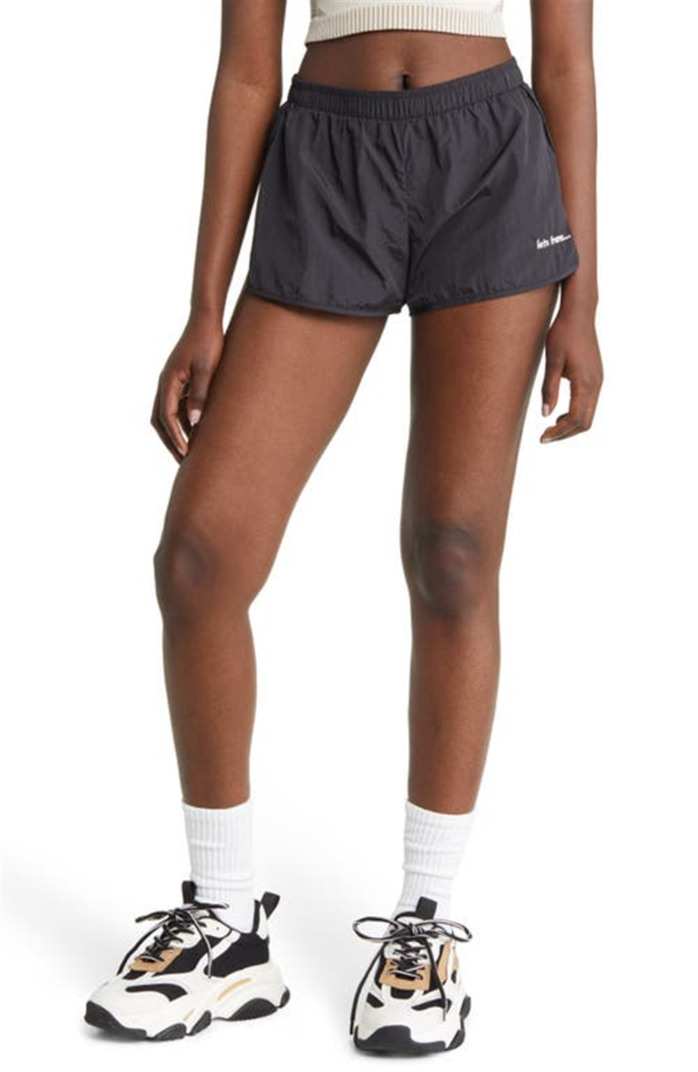 Shorts de corrida femininos Iets Frans X-Small Nylon Runner em preto da Nordstrom