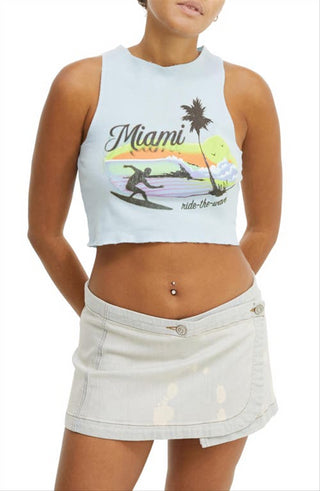 Regata curta feminina BDG Urban Outfitters azul Miami tamanho pequeno