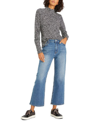 Camiseta feminina Sanctuary Perfect com estampa animal e gola alta, preta, tamanho médio