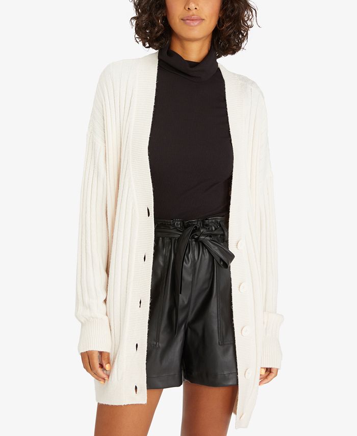 Cardigan feminino Sanctuary Cozy Seeker de algodão misto, branco, tamanho pequeno