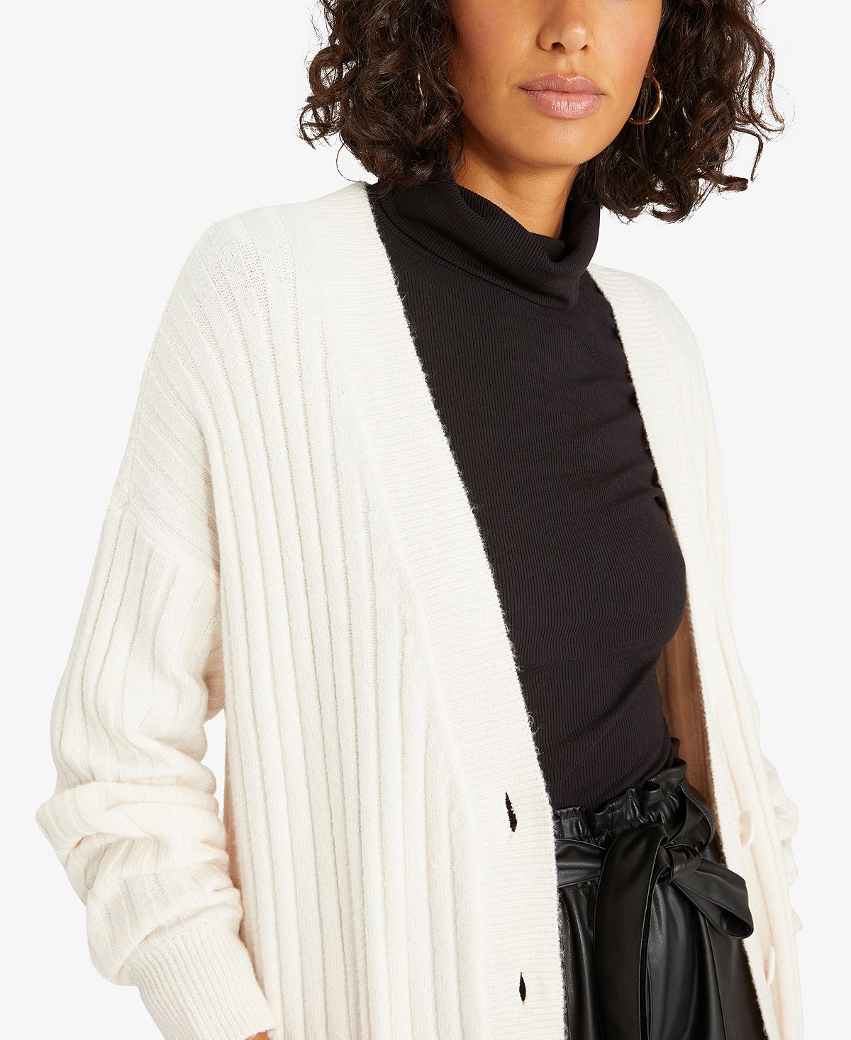 Cardigan feminino Sanctuary Cozy Seeker de algodão misto, branco, tamanho pequeno