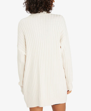 Cardigan feminino Sanctuary Cozy Seeker de algodão misto, branco, tamanho pequeno
