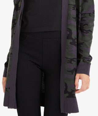 Cardigan camuflado frontal aberto feminino Sanctuary, verde, tamanho médio