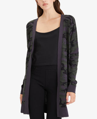 Cardigan camuflado frontal aberto feminino Sanctuary, verde, tamanho médio