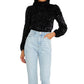 Blusa feminina Sanctuary All Nighter com gola alta, preta, tamanho extragrande