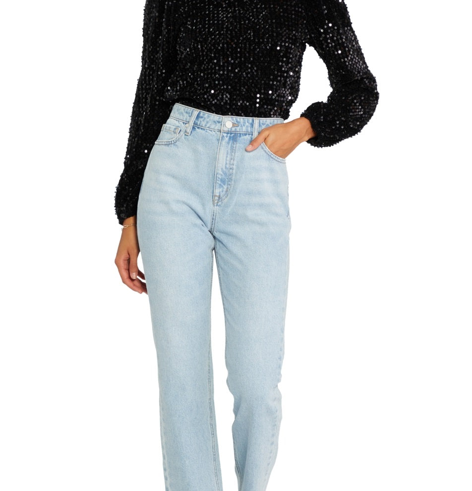 Blusa feminina Sanctuary All Nighter com gola alta, preta, tamanho extragrande