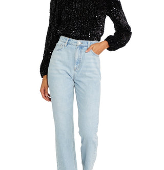 Blusa feminina Sanctuary All Nighter com gola alta, preta, tamanho extragrande